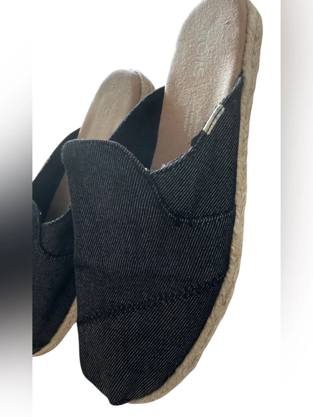 EUC TOMS size 6W Nova Slip-On Espadrille comfy denim mule multiple seasons